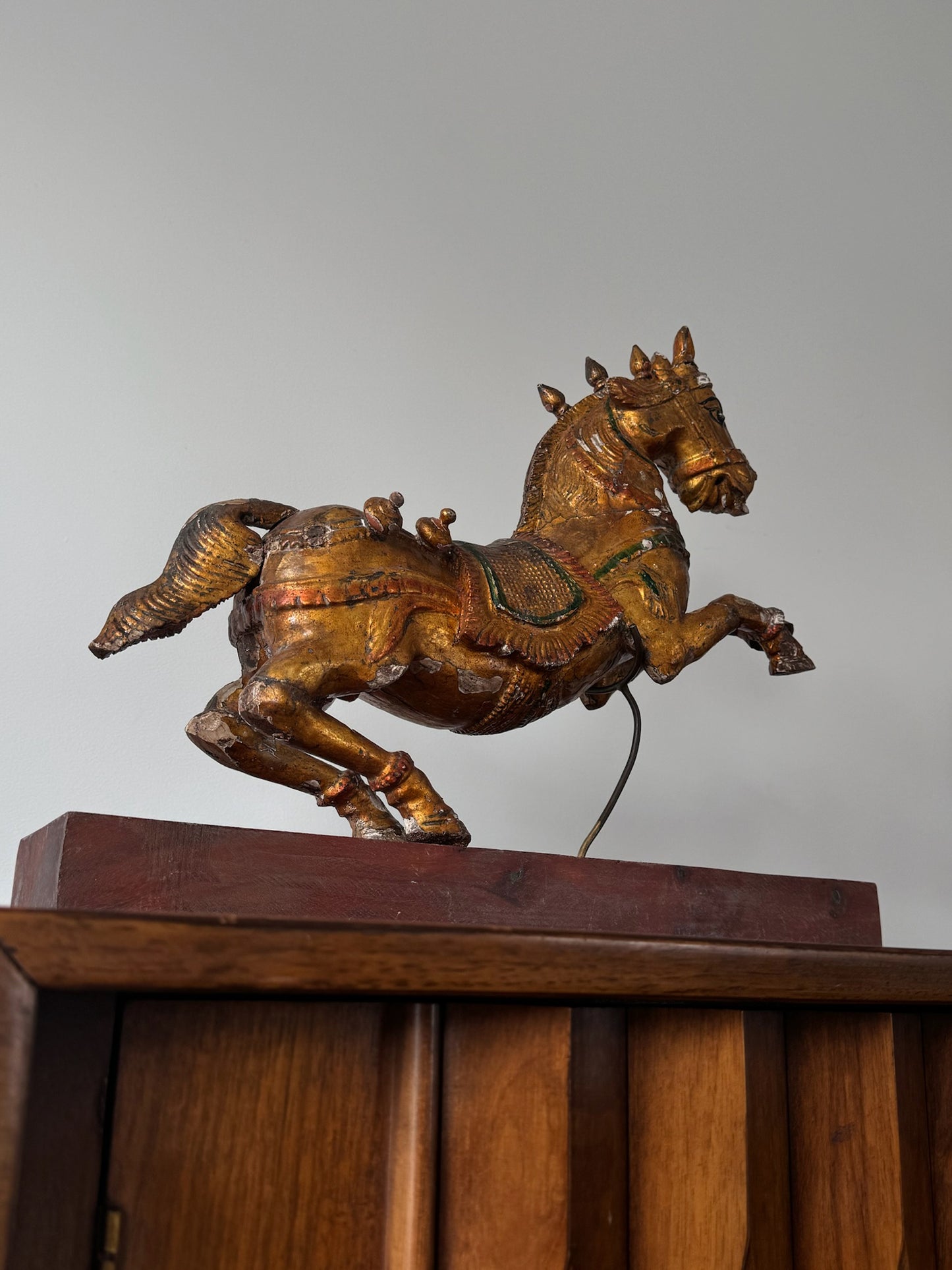 Antique Indian Gilt Wooden Horse