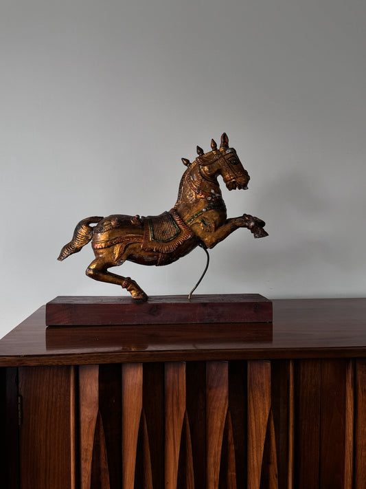 Antique Indian Gilt Wooden Horse