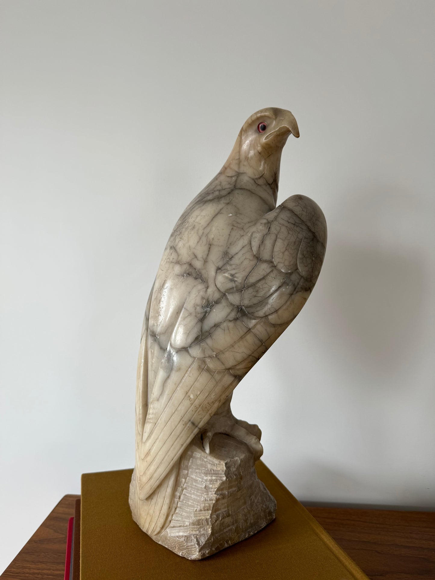 Hand Carved Antique Art Deco Alabaster Eagle Sculpture