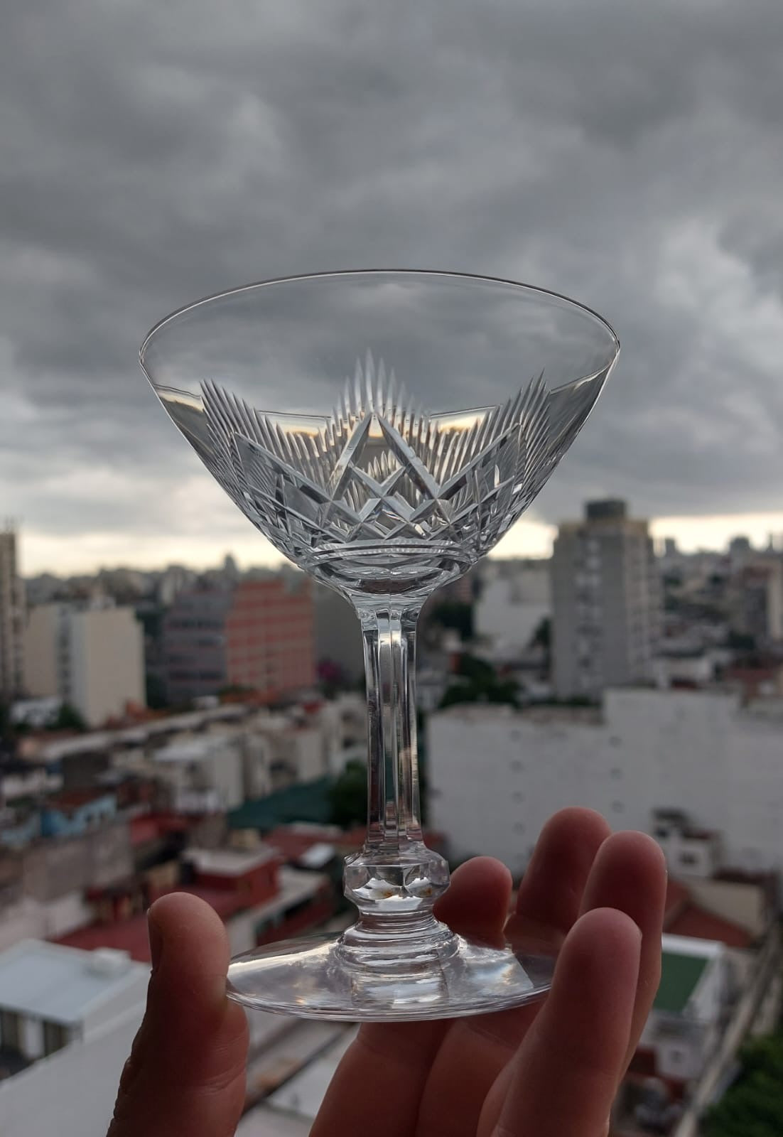 Individual Val St. Lambert Antique cut crystal martini glass Champagne Coupe