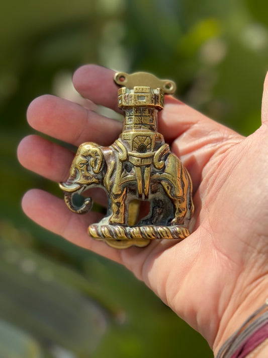 Antique Brass Elephant and Castle Door Knocker