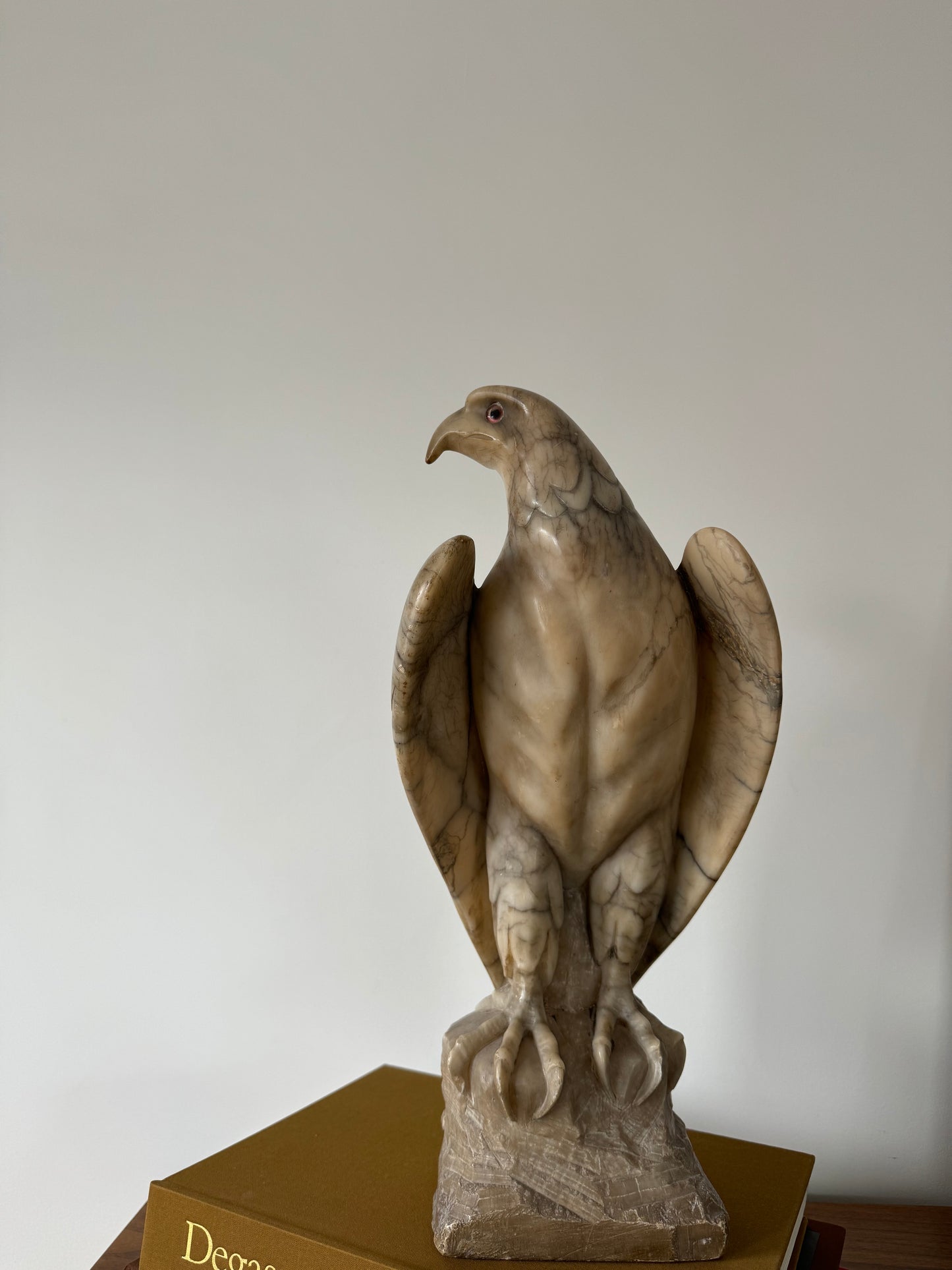 Hand Carved Antique Art Deco Alabaster Eagle Sculpture