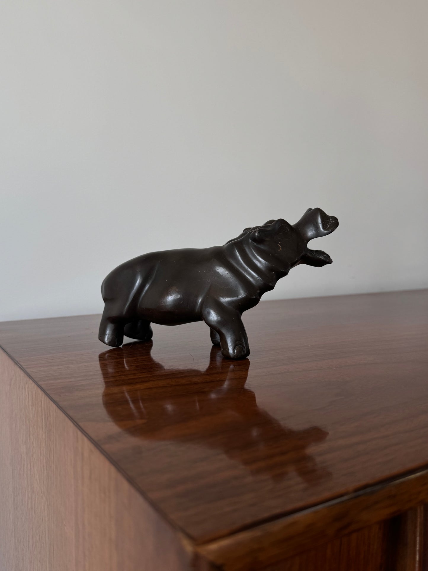 Patinated Bronze Hippopotamus Figurine