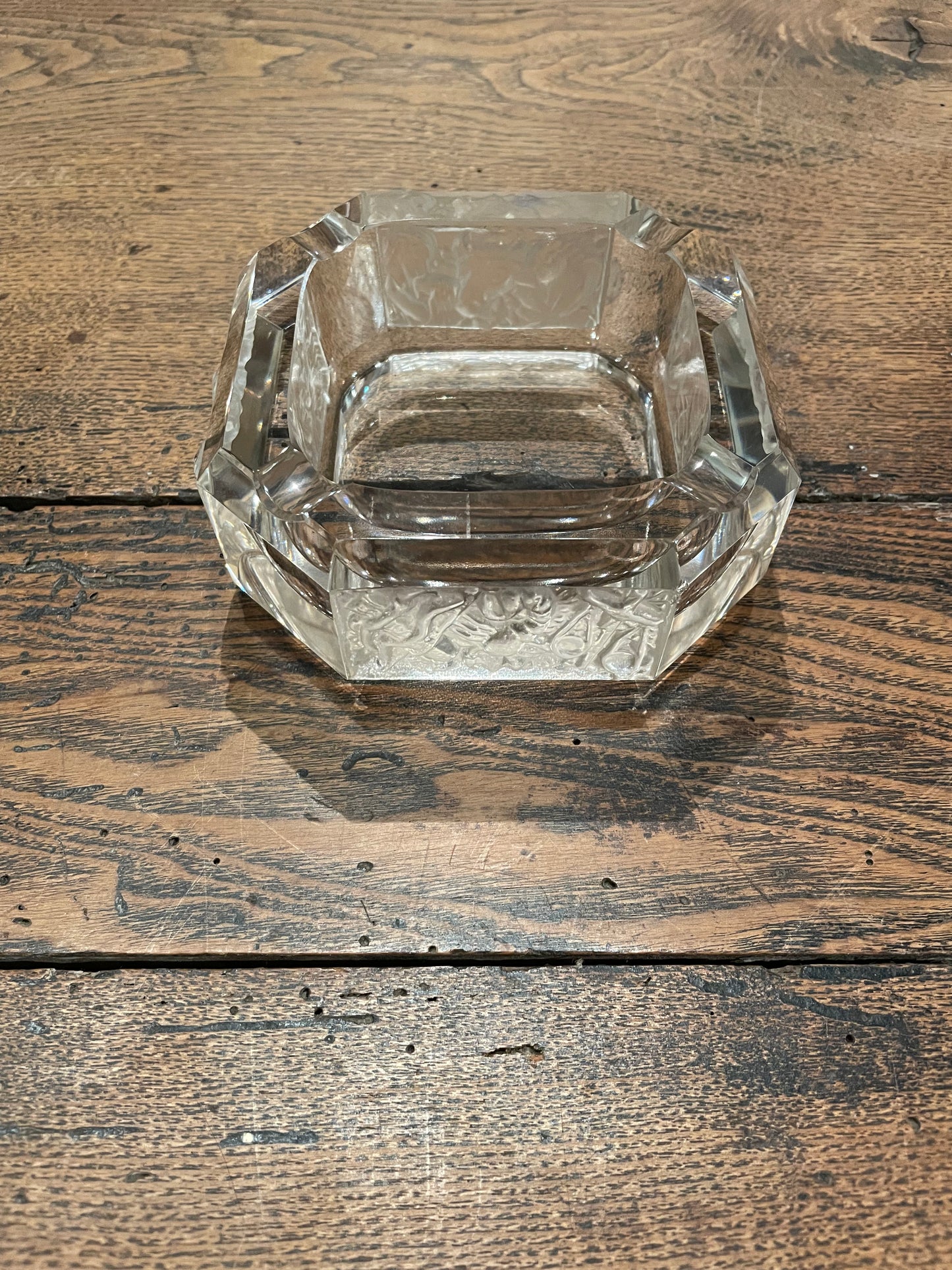 Vintage Bohemian Crystal Square Zodiac Ashtray Trinket Dish