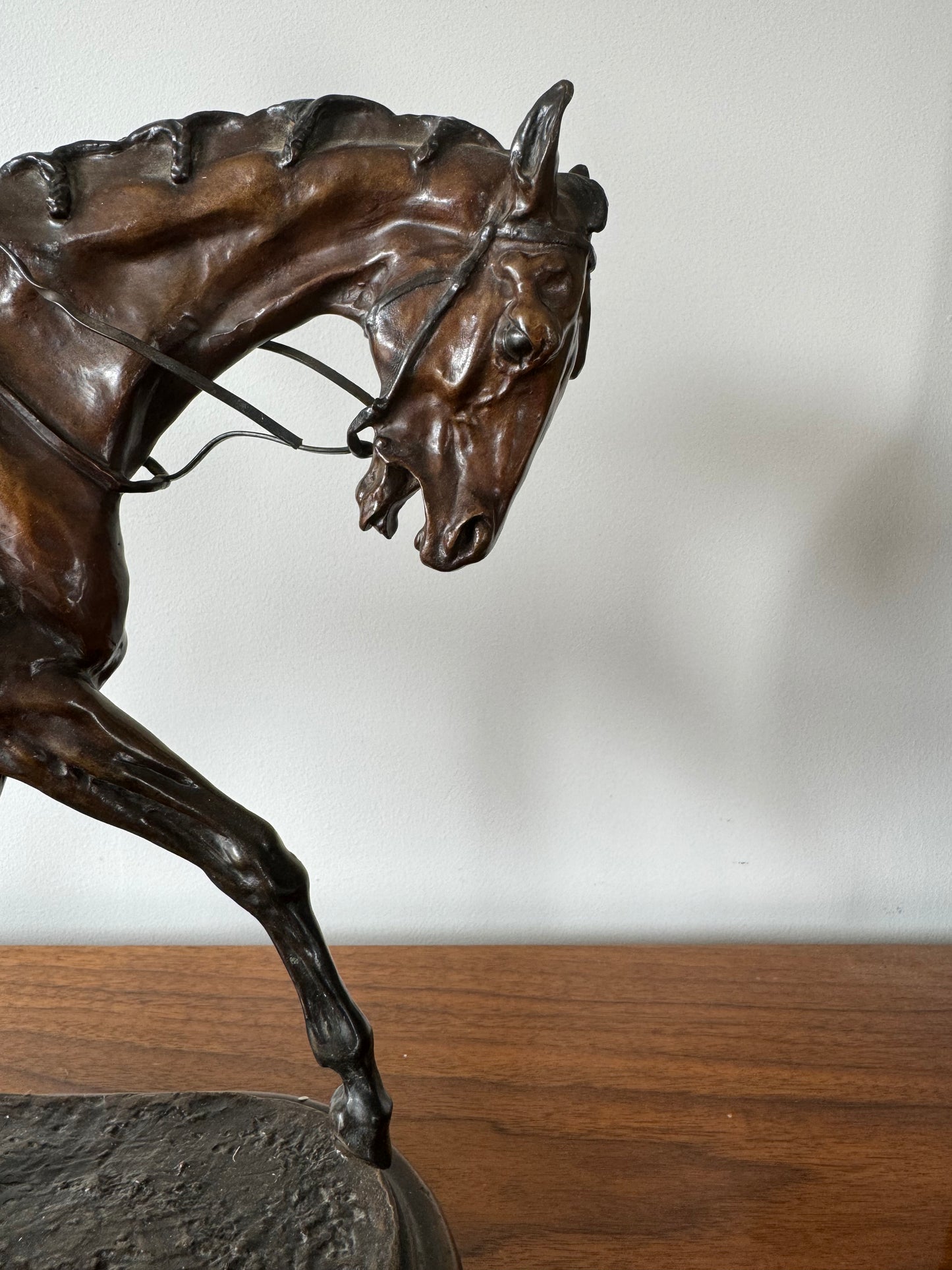 Horse and Jockey Patinated Bronze Sculpture - Signed Pierre - Jules Mene