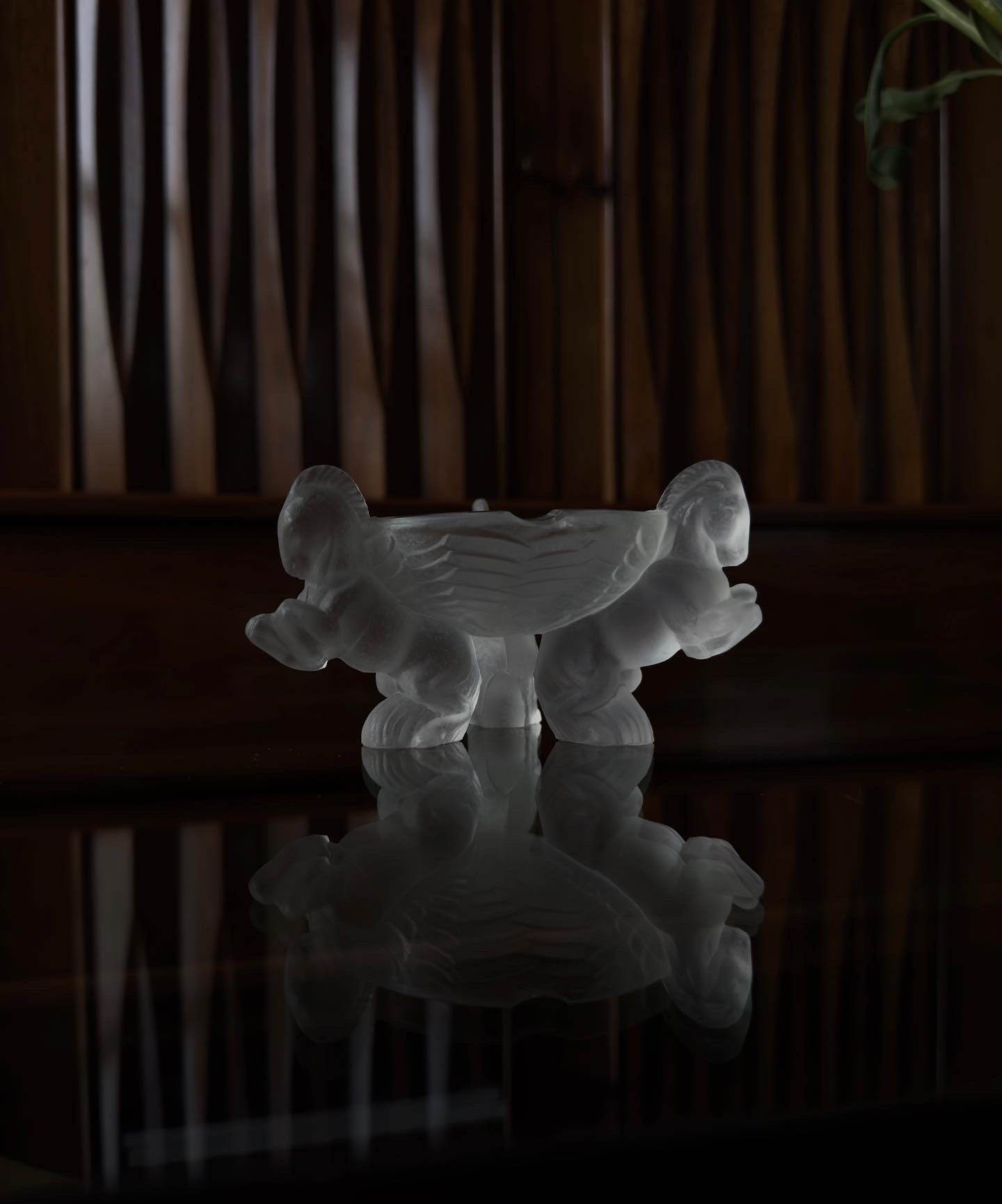 Clear Frosted Glass Pegasus Ashtray Trinket Dish Anton Pleva