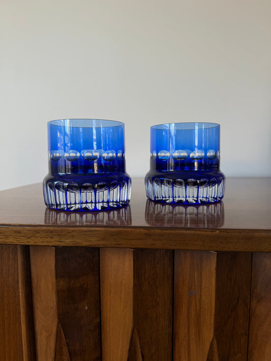 Pair of Cobalt blue crystal Tumblers