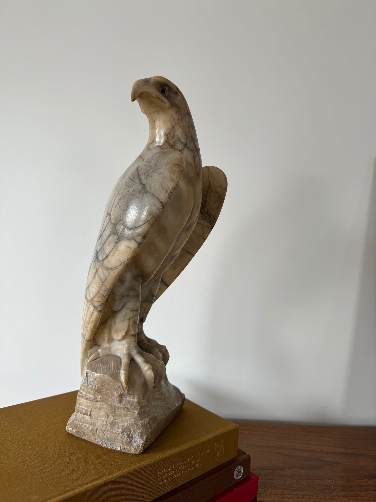 Hand Carved Antique Art Deco Alabaster Eagle Sculpture