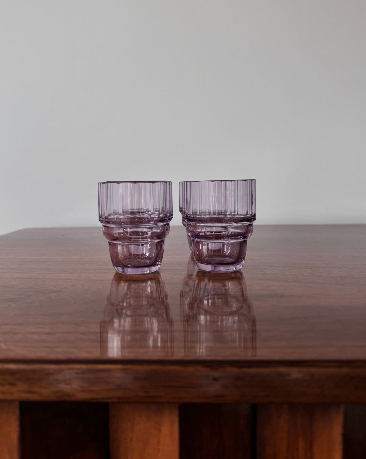 Vintage Set of Purple Crystal Liqueur Glasses (4)