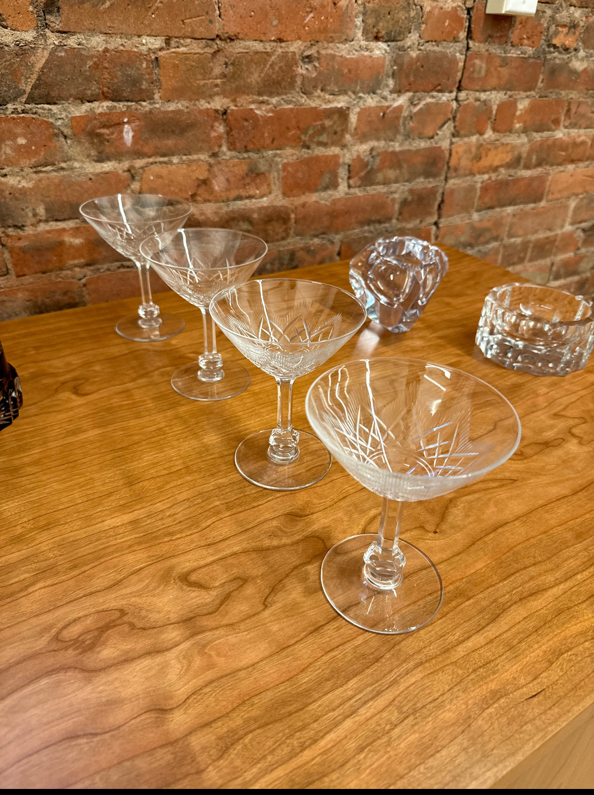 Individual Val St. Lambert Antique cut crystal martini glass Champagne Coupe