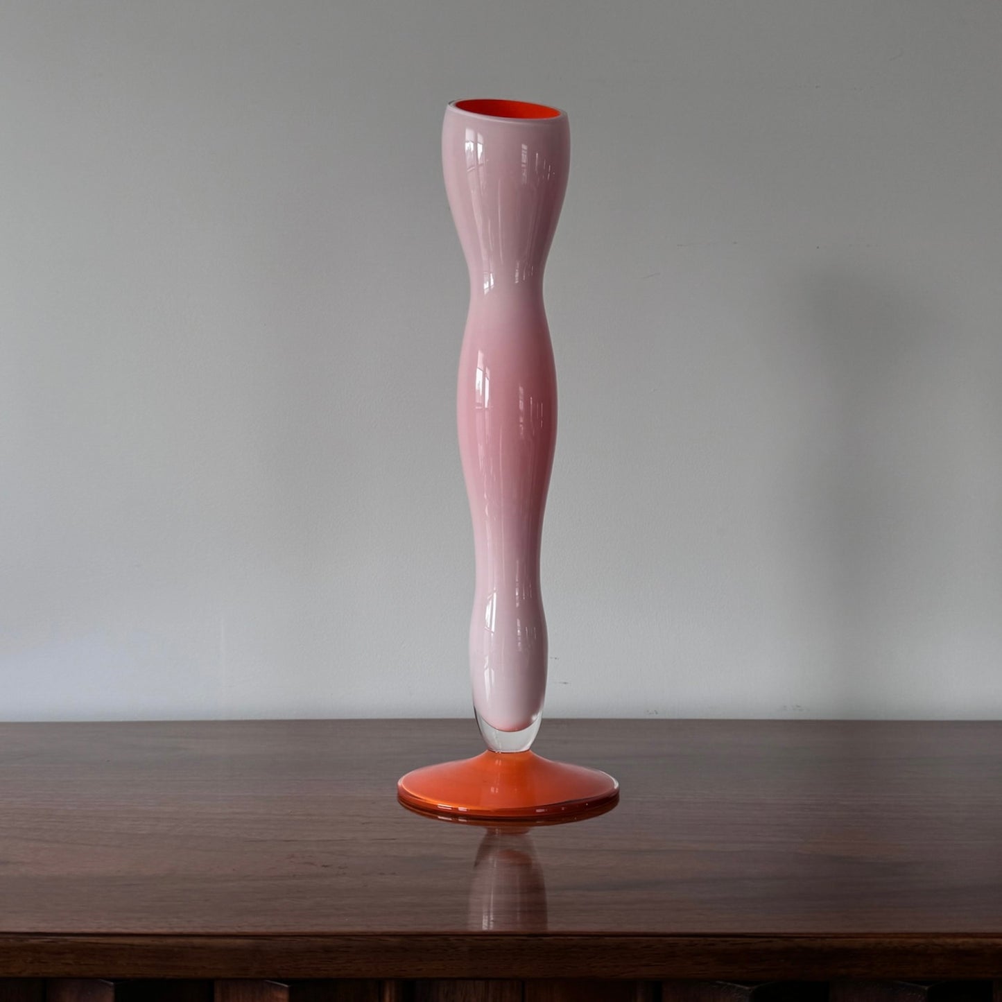 Vintage Libera Czech Glass Pink Tall Vase