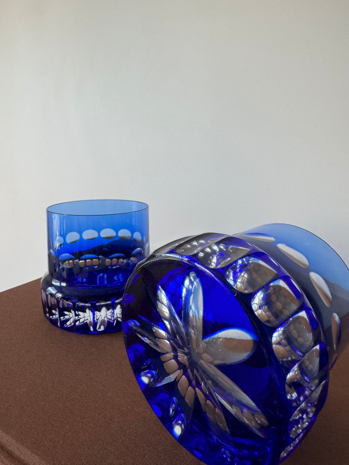 Pair of Cobalt blue crystal Tumblers