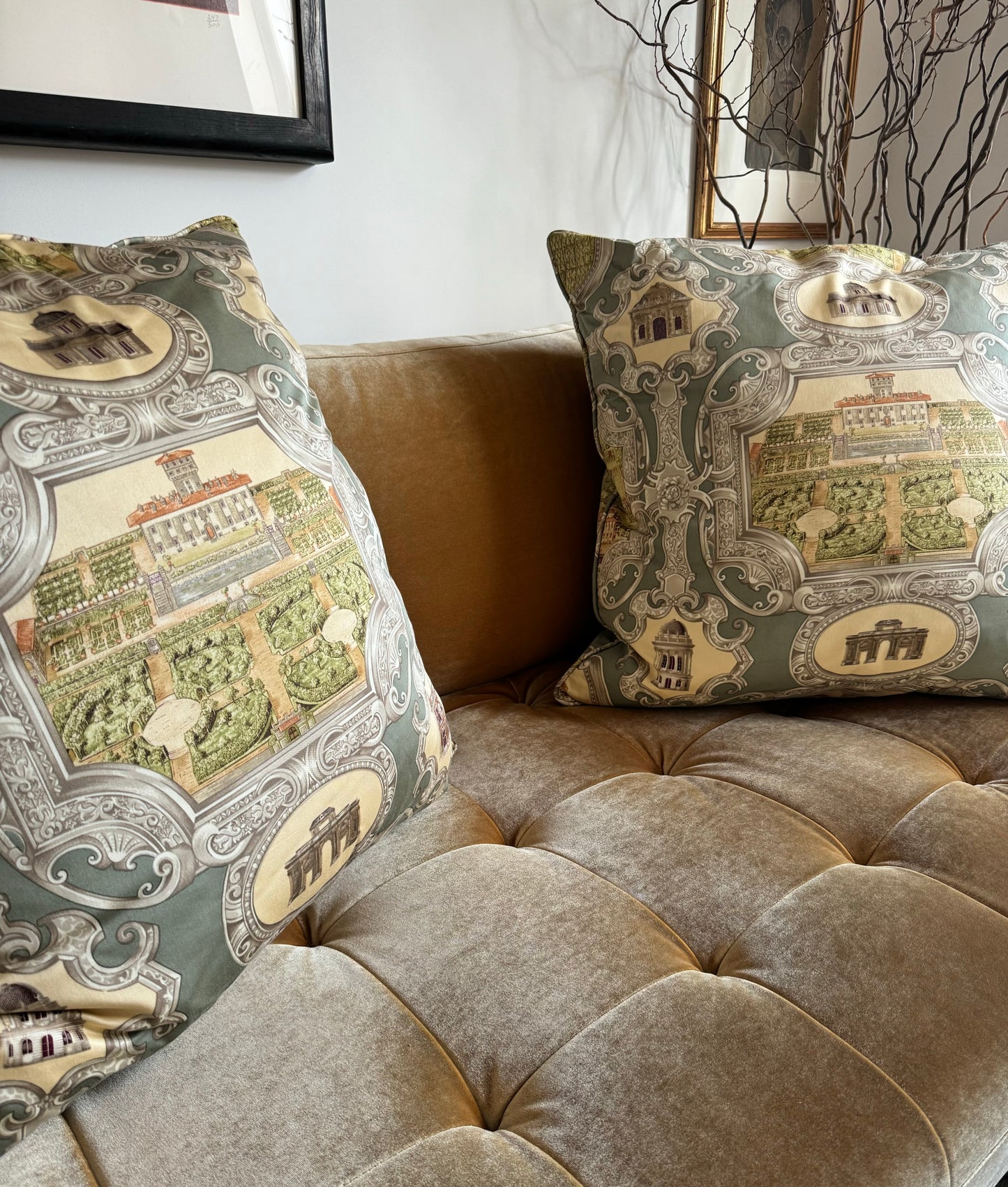 Fabulous Scarf Print Baroque Garden Pillows (Pair)