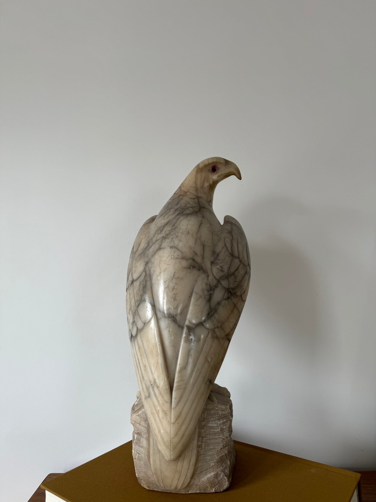 Hand Carved Antique Art Deco Alabaster Eagle Sculpture