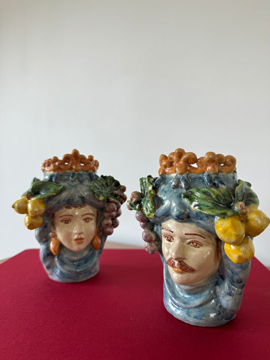 1940’s glazed terra cotta Sicilian heads