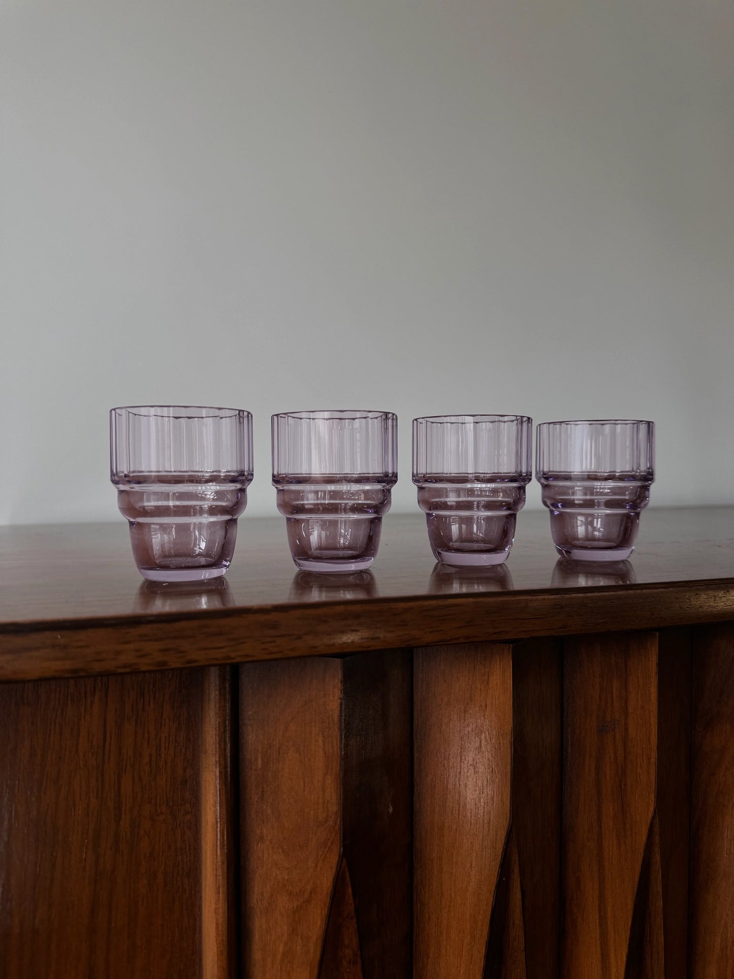 Vintage Set of Purple Crystal Liqueur Glasses (4)