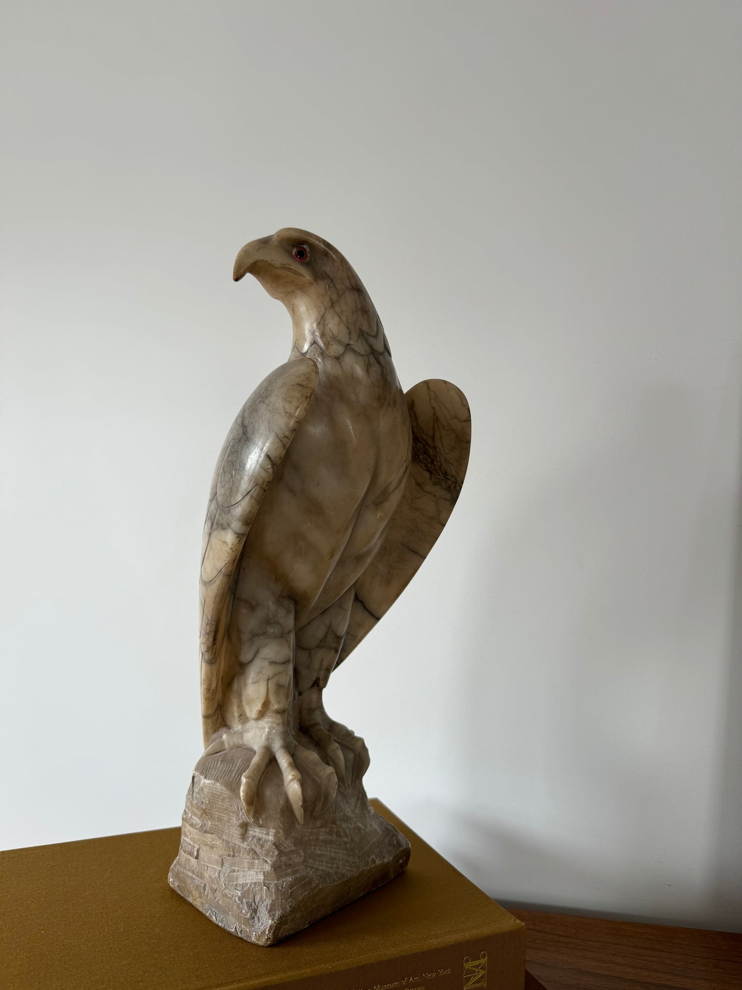 Hand Carved Antique Art Deco Alabaster Eagle Sculpture