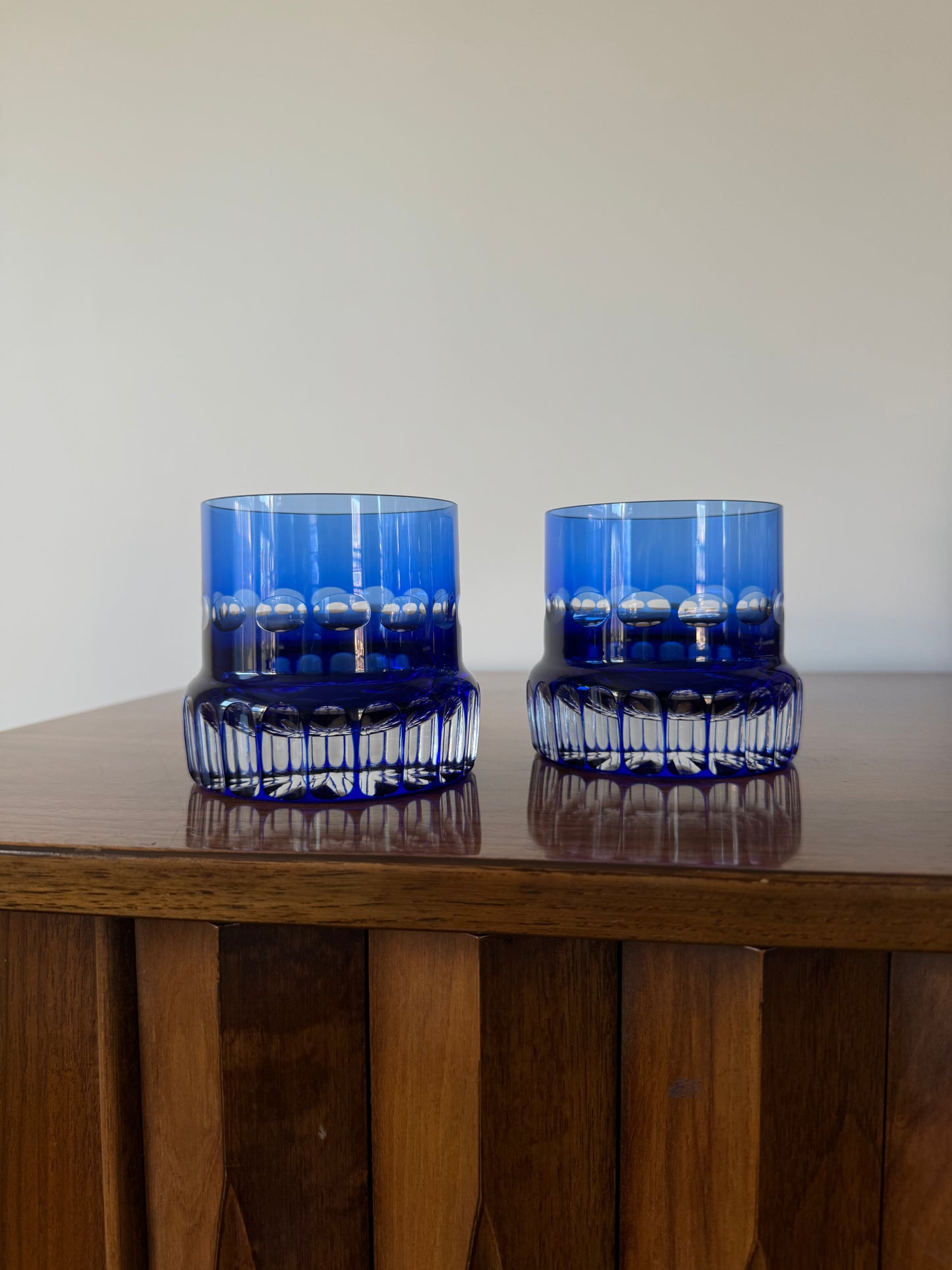 Pair of Cobalt blue crystal Tumblers