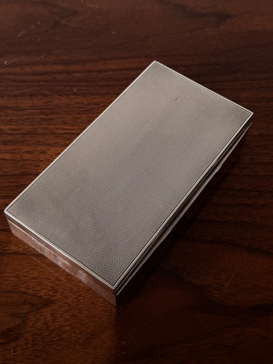 Large guilloché sterling silver cigarette box