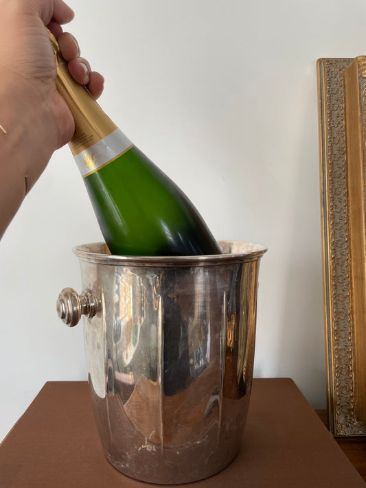 Grooved Silver Plated Champagne Ice bucket with Knob Handles