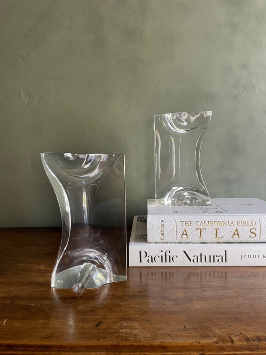 Pair of Lucite Mid Century Modern (MCM) Organic Modern Sculptural Bookends