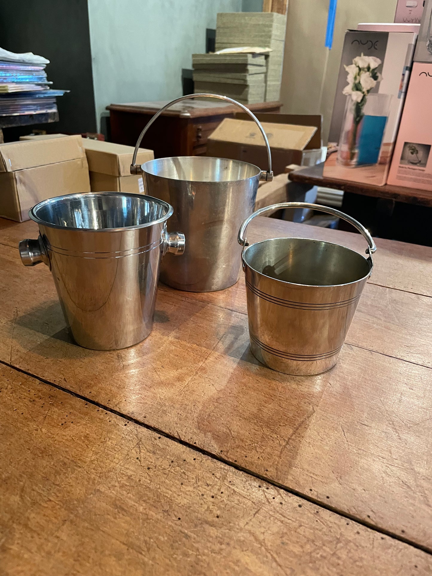 Simple Silver Plated Small Art Deco Ice bucket with Handle Mappin and Webb