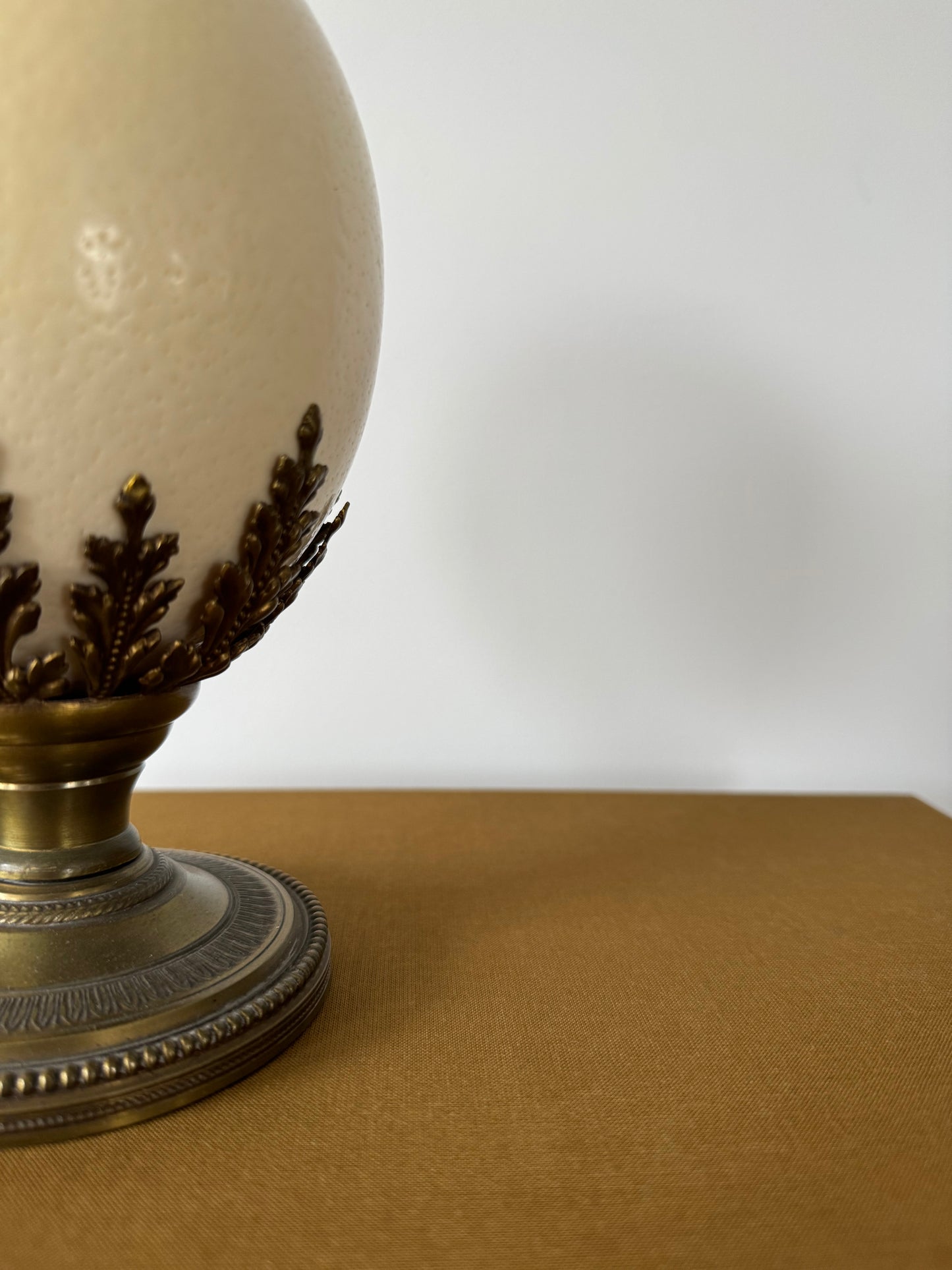 Ostrich Egg on a Neoclassical Style Brass Base