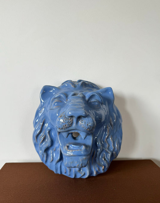 Blue Majolica Lion Head