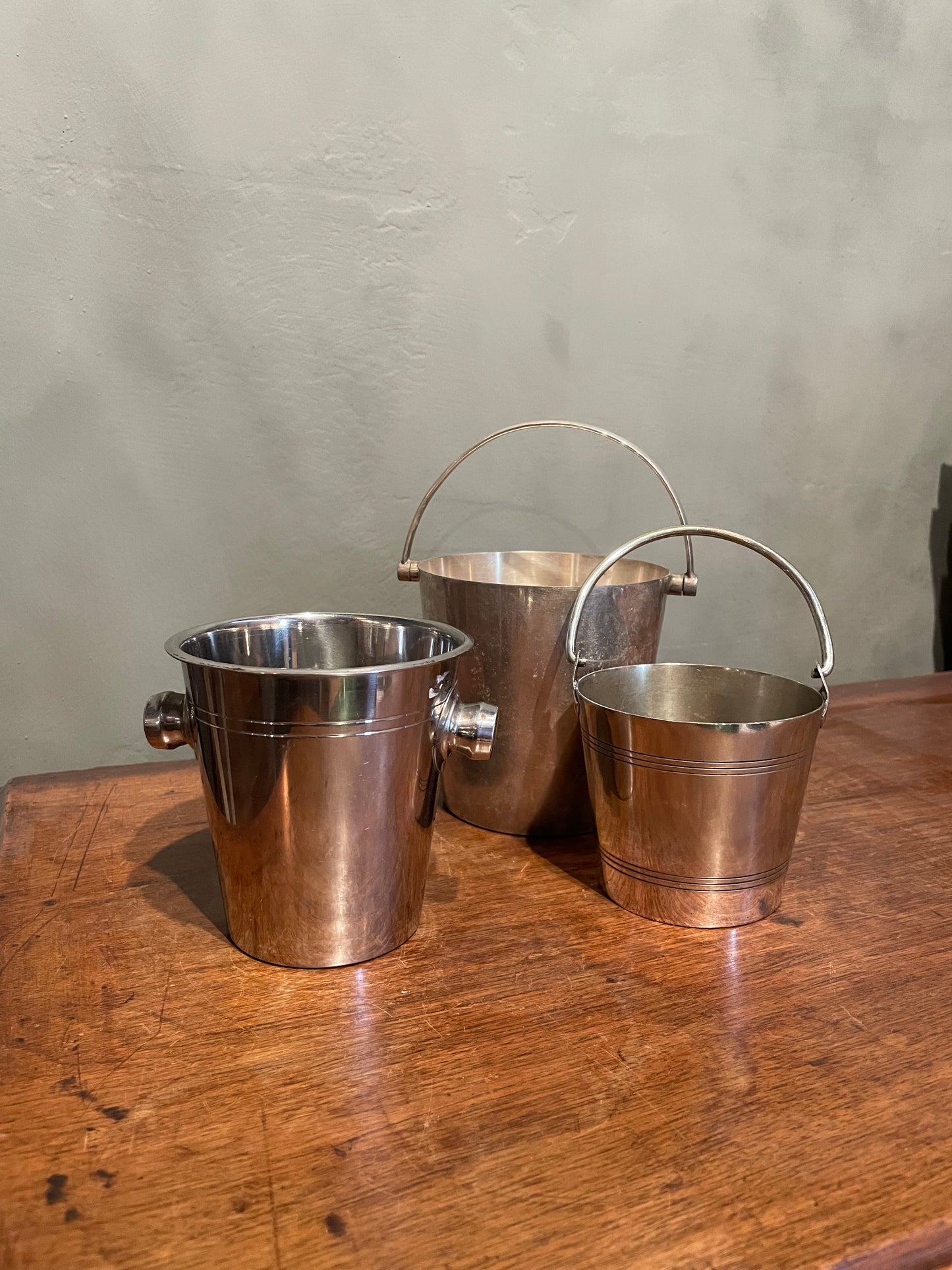 Simple Silver Plated Small Art Deco Ice bucket with Handle Mappin and Webb