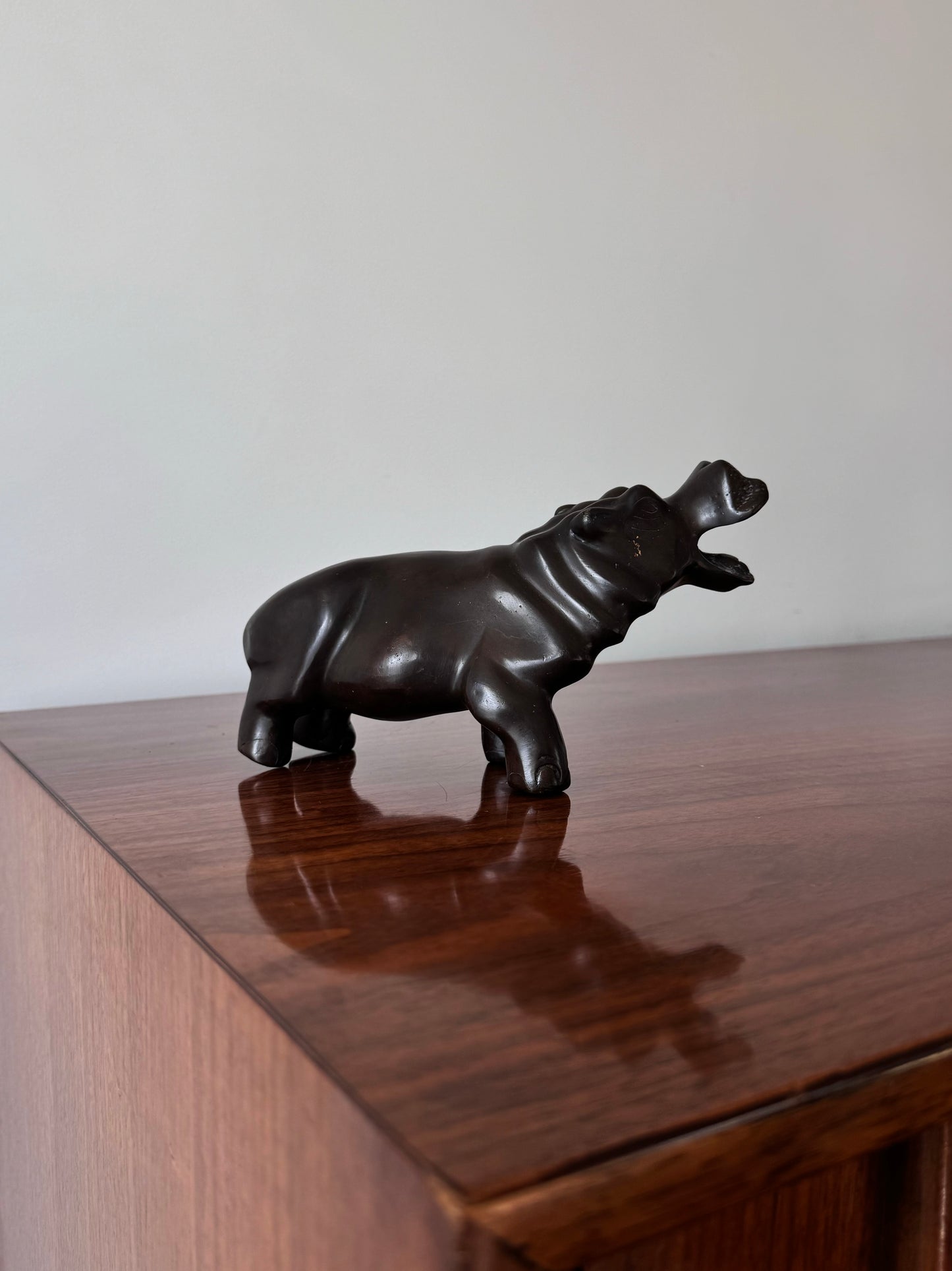 Patinated Bronze Hippopotamus Figurine