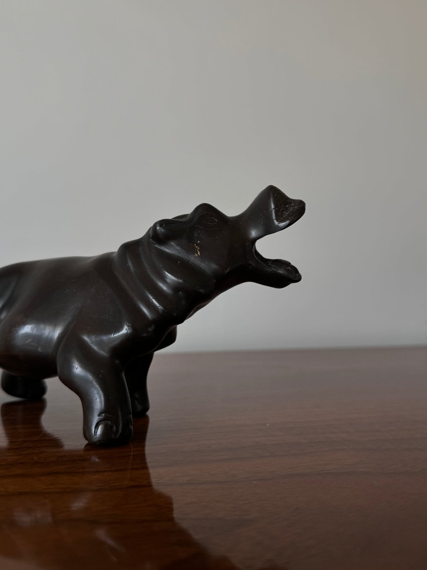 Patinated Bronze Hippopotamus Figurine