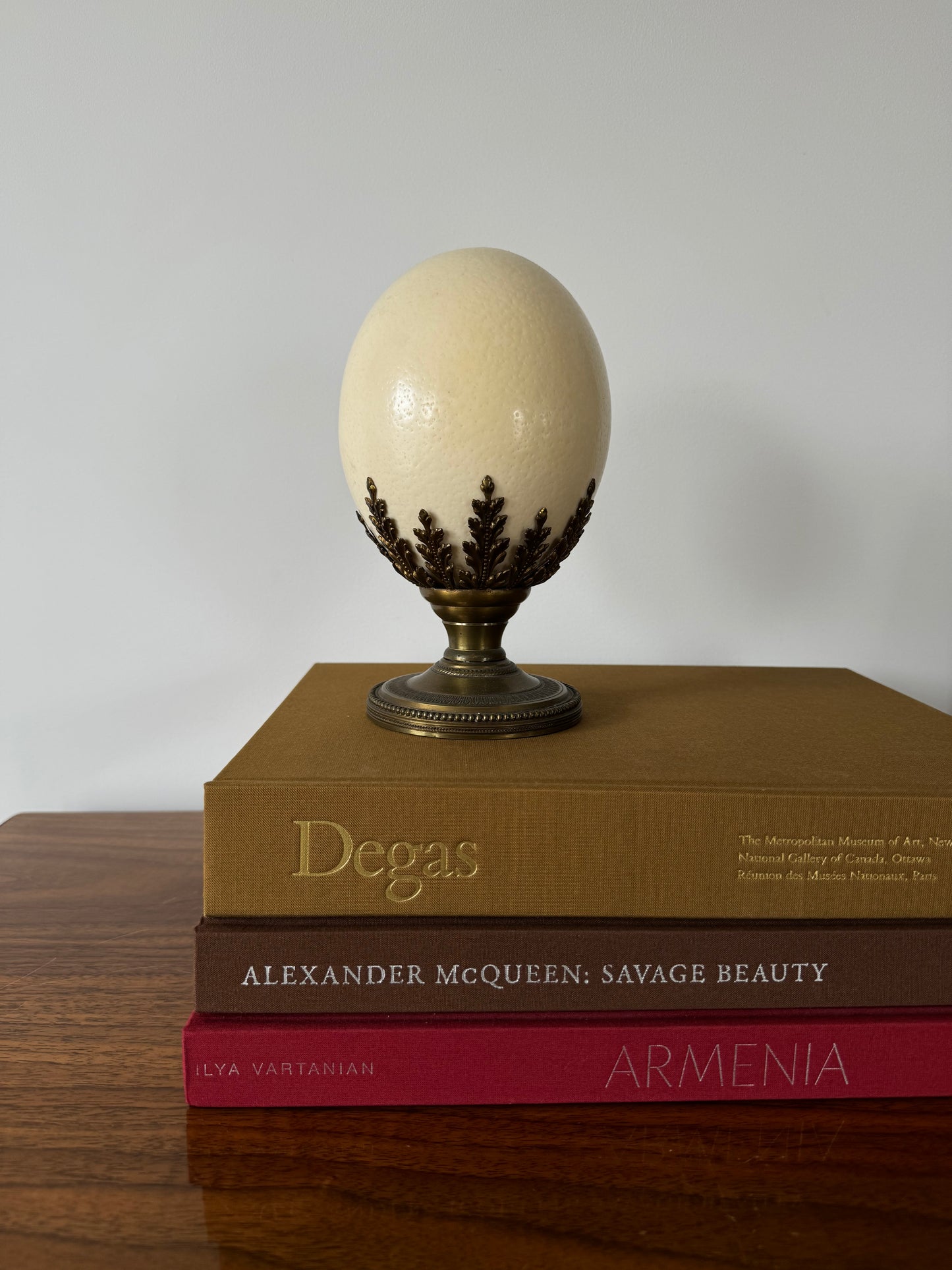 Ostrich Egg on a Neoclassical Style Brass Base