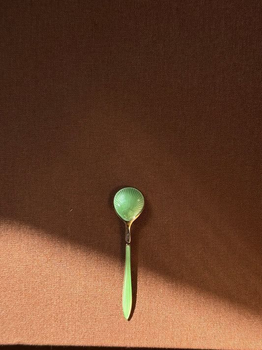 Vintage enameled salt spoon