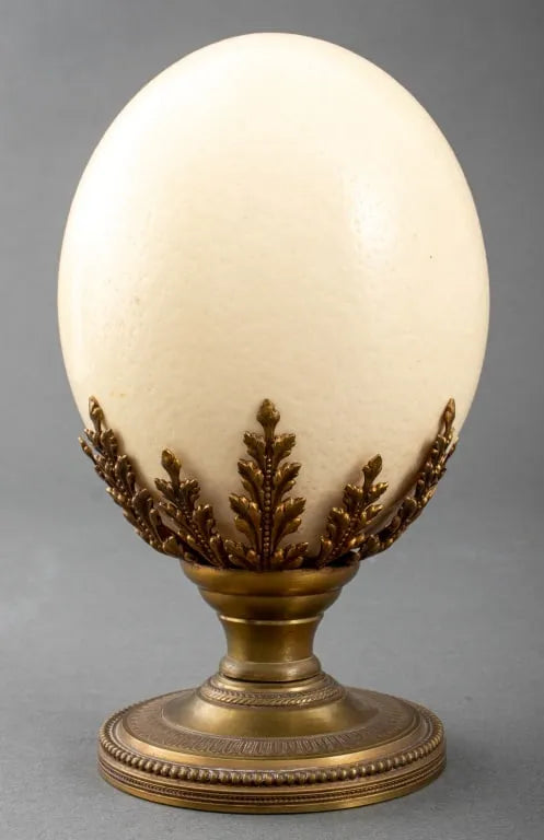 Ostrich Egg on a Neoclassical Style Brass Base