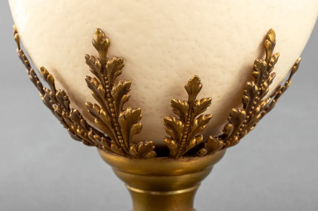 Ostrich Egg on a Neoclassical Style Brass Base