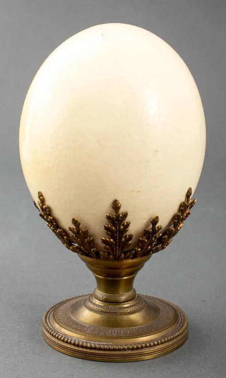 Ostrich Egg on a Neoclassical Style Brass Base