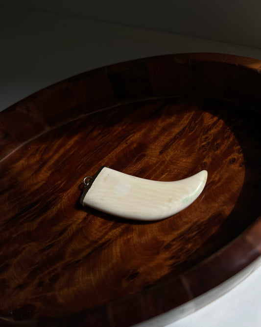 Vintage Carved Whale Bone Tooth-shaped Pendant