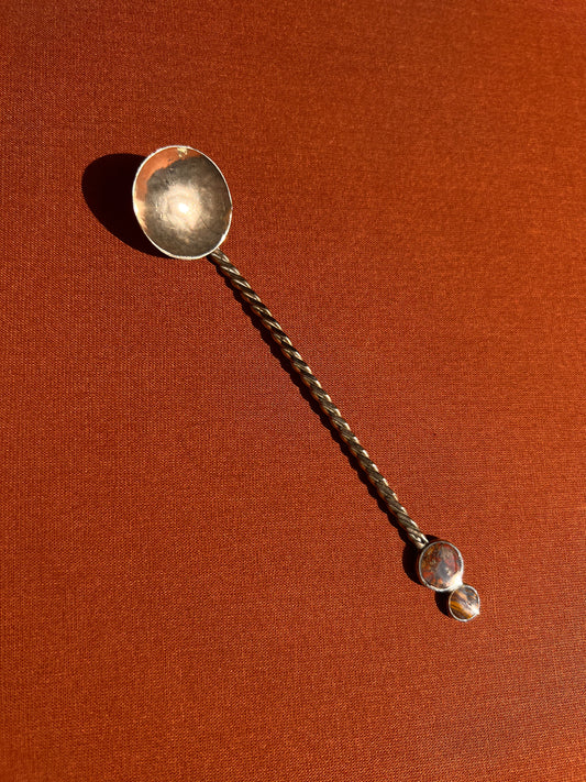 Agate Inlay Silver-plated Souvenir Spoon